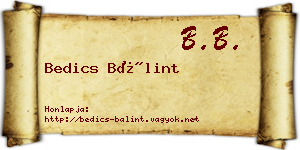 Bedics Bálint névjegykártya